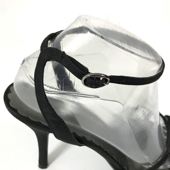 💕SALE Jacqueline Ferrar Black Satin Heels 8.5 - Picture 10 of 13